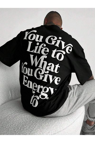 Revasser Unisex Γυναικεία/Ανδρικά ENERGY Πολύχρωμο, προσαρμοσμένο εμπριμέ, βαμβακερό χτενισμένο μπλουζάκι με λαιμόκοψη