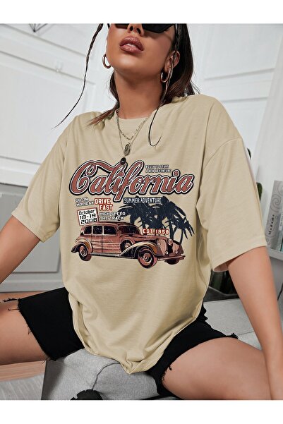 Revasser Tricou din bumbac pieptănat, unisex, femei/bărbați, CALIFORNIA CAR, ...