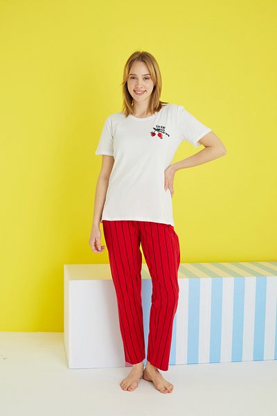 Siyah İnci multicolored Knitted Pajama Set
