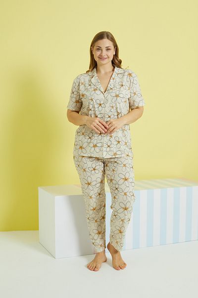 Siyah İnci Set de pijamale cu nasturi supradimensionate, tricotat Curve, multicolor