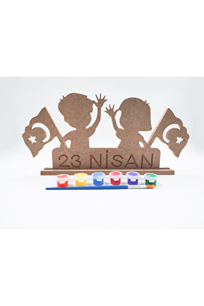 İCONS 23 Nisan Ulusal Egemenlik ve Çocuk Bayramı Ahşap Boyama Seti (Bayraklı ...