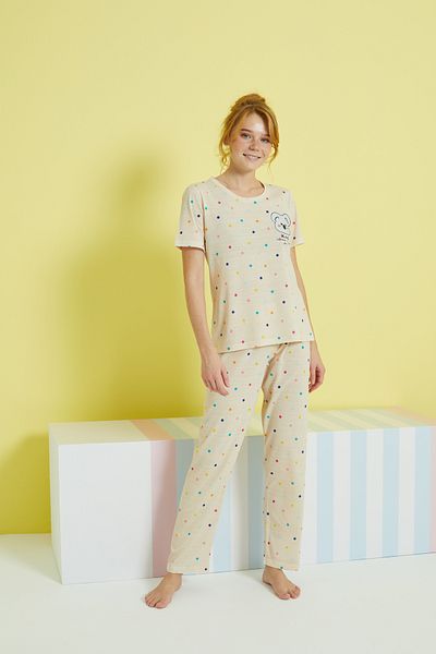 Siyah İnci multicolored Knitted Pajama Set