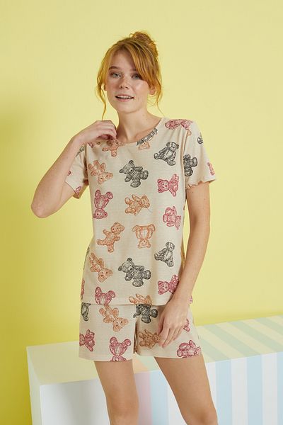 Siyah İnci Set pantaloni scurți tricotati multicolor