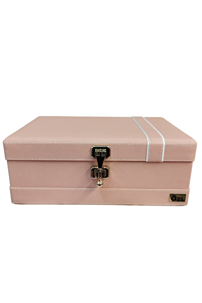 Genel Markalar Topuzlu Aynalı Deri Makyaj-Tıraş Kutusu(pudra)