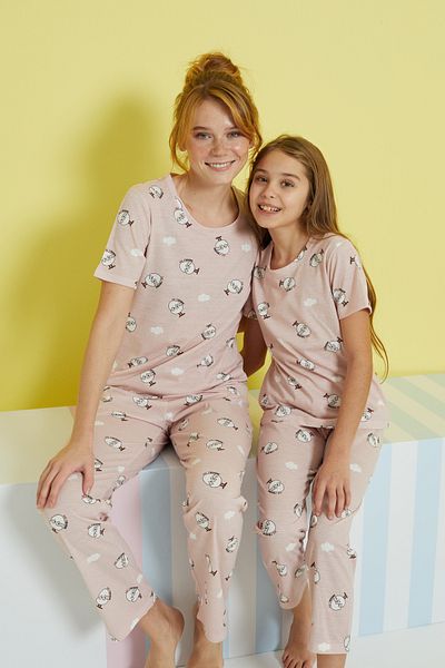 Siyah İnci multicolored Knitted Pajama Set