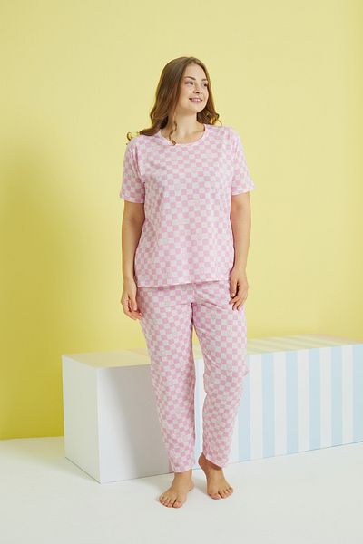 Siyah İnci Set de pijamale tricotate supradimensionate Curve Plus Size multicolor