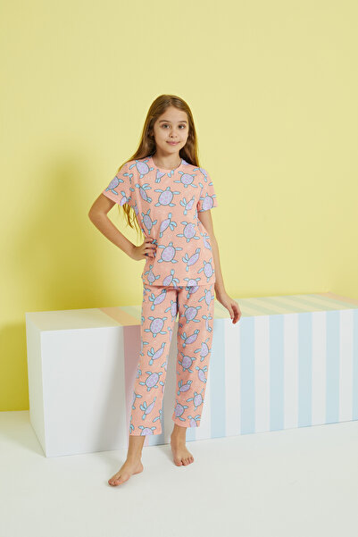 Siyah İnci çok renkli Örme Pijama Takım