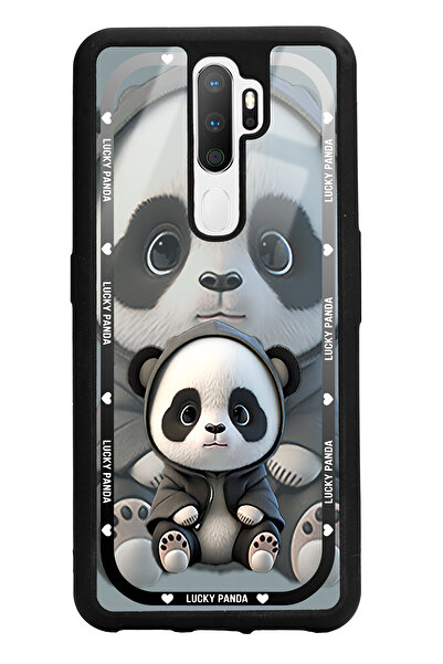 Spoyi Oppo A5 2020 White lucky panda Tasarımlı Glossy Telefon Kılıfı