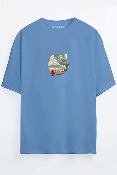 Harmandar Μπλουζάκι Totoro Anime Printed Unisex Μαύρο - Λευκό Oversize