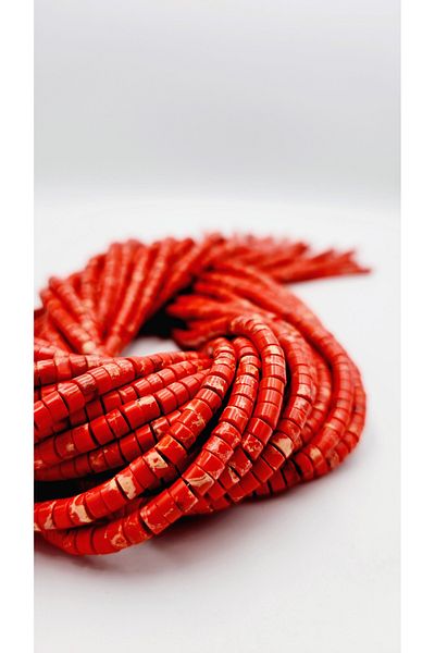 Yüksel Boncuk Ροδέλα 4x2 mm (Κόκκινη) Σειρά πολύτιμων λίθων Variscite από φυσική πέτρα