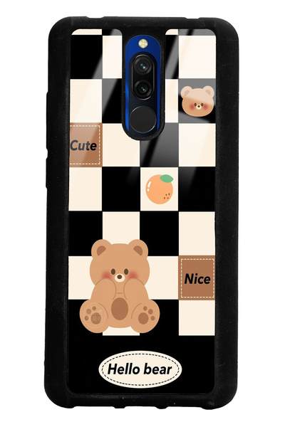 Spoyi Xiaomi Redmi 8 Hello Bear Tasarımlı Glossy Telefon Kılıfı