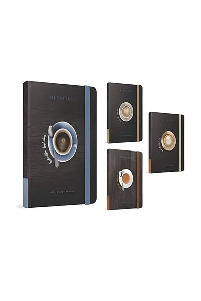 Gıpta 17X24 cm 120 Sheets Dotted First Coffee Yarn Stitching Hard Cover Notebook