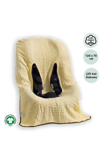 Zuppers Muslin Car Seat and Baby Carrier Cover - Lemon