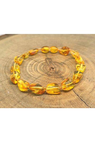 Kotryna Honey Colored Big Jewelled Drop Amber Adult Bracelet
