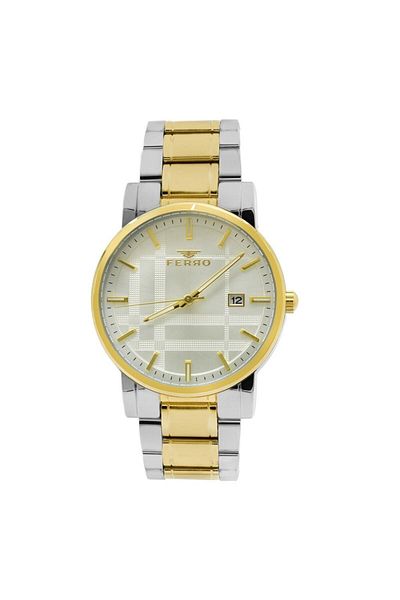 Tesbihane Ferro Gold-silver Color Steel Cord Men's Wrist Watch Th-f11183a-d