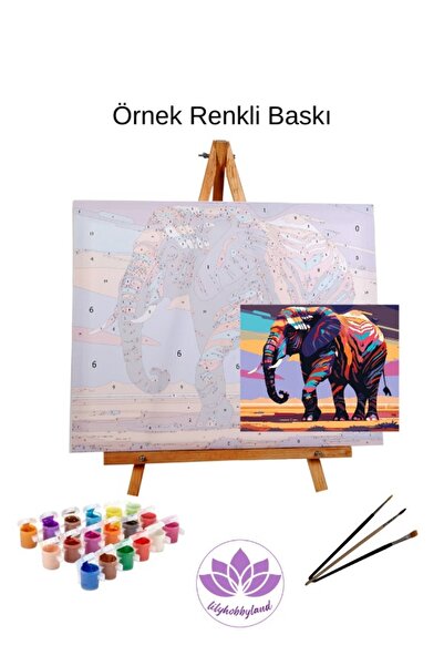 LİLYHOBBYLAND Renkli Baskılı Sayılarla Boyama Hobi Seti (Çerçeveli-Büyük Boy) 95X125 cm: Lotus Çiçeği