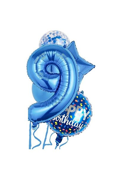 parti sürprizi مجموعة بالونات باللون الأزرق لعيد الميلاد السعيد لعمر 9 سنوات