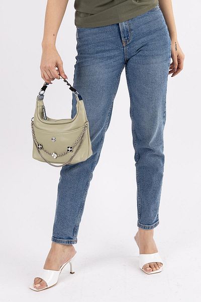 Getcho Tordena Green Women's Chain Detailed Shoulder Handle Women's Handbag Zippered Large Volume Daily Model
