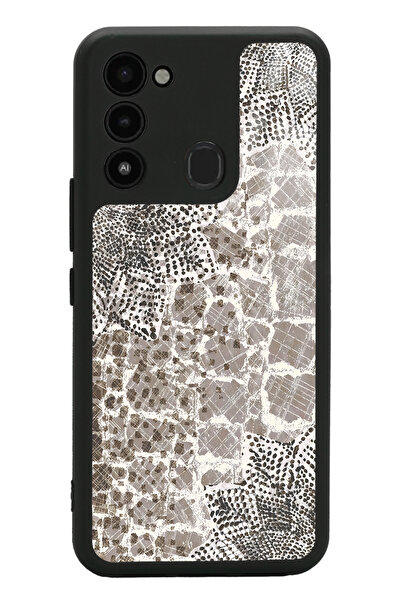 Spoyi Tecno Spark 8C Taşlı Yaprak Tasarımlı Glossy Telefon Kılıfı