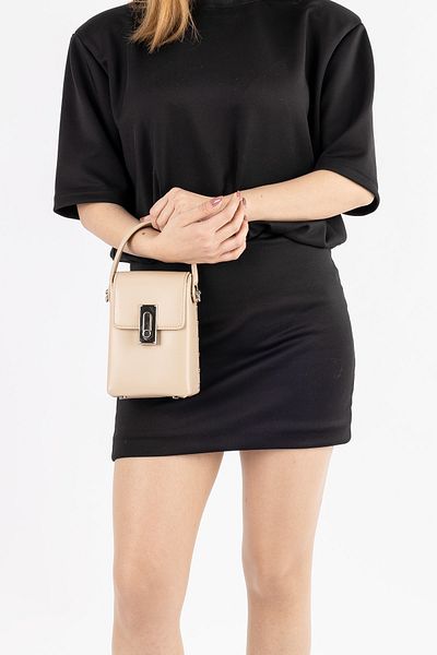 Getcho Arlonas Women's Beige Mini Hand and Shoulder Bag with Phone Compartment and Chain Strap Suitable for Daily Use