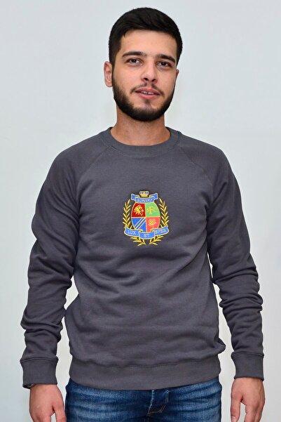 Superfly 20217 Ανδρικό φούτερ με λαιμόκοψη σε ανθρακί χρώμα 2021713