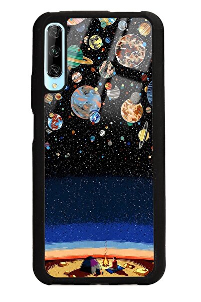 Spoyi Huawei P Smart Pro Gezegenler Altında Kamp Tasarımlı Glossy Telefon Kılıfı