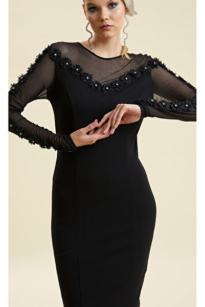 VERDA Güpür Detaylı Abiye Elbise