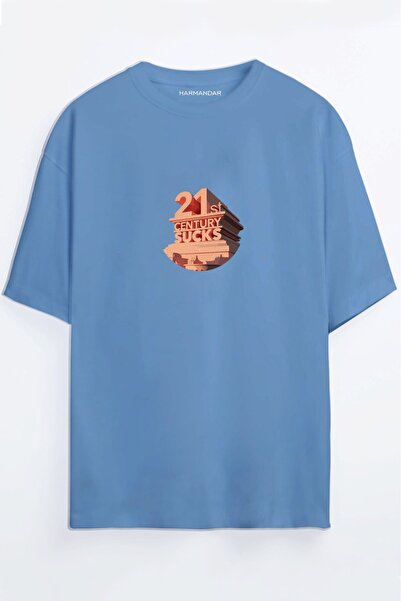 Harmandar 21st Century Sucks Unisex Crno - Belo Oversize kroj T-shirt