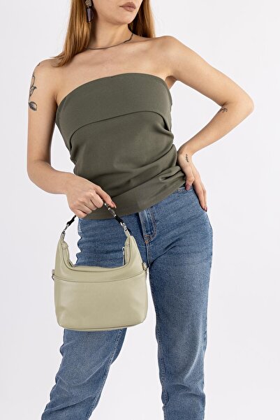 Getcho Tordena Green Women's Chain Detailed Shoulder Handle Women's Handbag Zippered Large Volume Daily Model