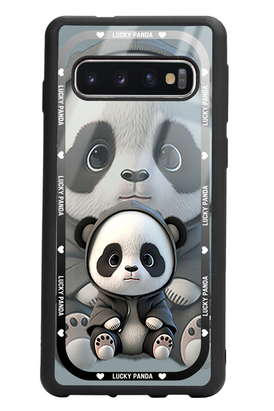 Spoyi Samsung S10 White lucky panda Tasarımlı Glossy Telefon Kılıfı