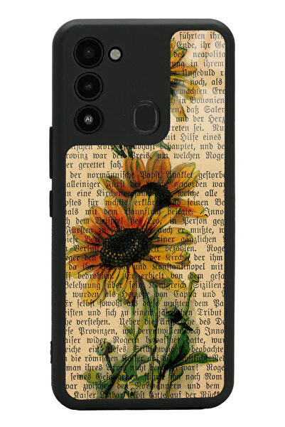 Spoyi Tecno Spark 8C Ayçiçeği Tasarımlı Glossy Telefon Kılıfı