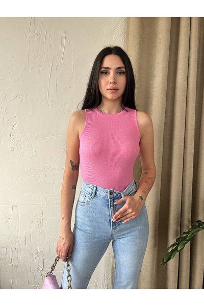Fav Style Γυναικεία καμιζόλα με λαιμόκοψη μονόχρωμη μπλούζα ροζ