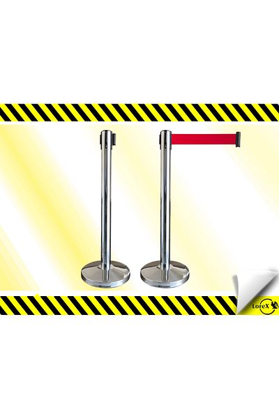 LOREX LR-YB031 حاجز توجيه حاجز شريطي من الفولاذ المقاوم للصدأ مطلي بالكروم (2 قطعة)