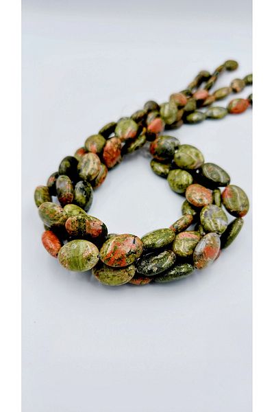 Yüksel Boncuk 18x13 mm Unakit Ellipse Cut Natural Stone String