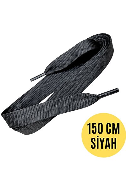 ipekbazaar Mcqueen 150 Cm Siyah Spor Bağcık, Extra Geniş Yassı Ayakkabı Bağcığı, Shoelace, 1 Çift