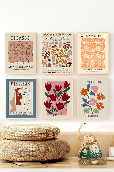 Artavessa 6 Parça Çerçeve Görünümlü Mdf Tablo Seti