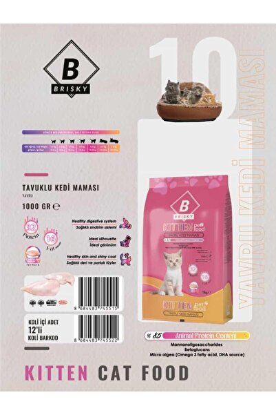 BRISKY Kedi Yavru Kuru Mama Tavuklu 1kg Adet Fiyatıdır