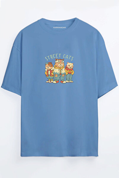 Harmandar Street Cats - Street Cats Μαύρο - Λευκό Oversize T-shirt