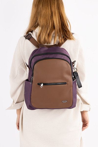 Getcho Vatar Women's Beige Purple Bag and Shoulder Bag - Keychain Detail, Quality Inner Lining