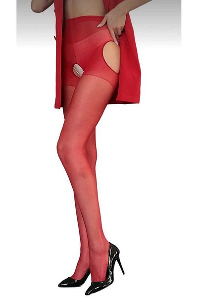 Çorapdiyari Fancy Net Part Light Red Pantyhose
