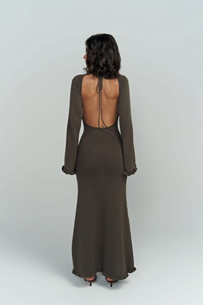 BOHEMAİ Φόρεμα Angela Back Χαμηλό Καφέ Πλεκτό Φόρεμα