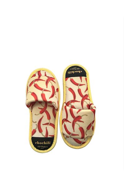 Chochili Yellow Pepper Patterned - Open Front Soft House Slippers