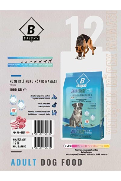 BRISKY Köpek Yetişkin Kuru Mama Kuzu Etli 1kg Adet Fiyatıdır