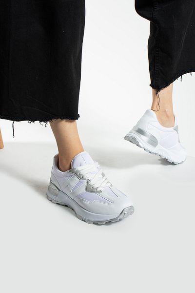 İnan Ayakkabı Pantofi sport și pantofi sport pentru femei de culoare albă (talpă de 5 cm)