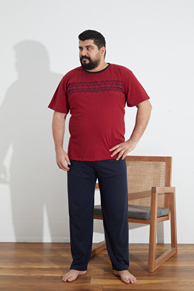 Ayans Pijama Χτενισμένο βαμβακερό μονό ζέρσεϊ (λεπτό) Σετ καλοκαιρινής πιτζάμας μεγάλου μεγέθους