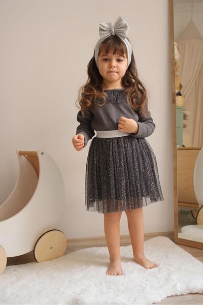 MİNİKO KİDS GIRL'S SILVERY TUTU SKIRT COLLAR BADILI DOUBLE SET