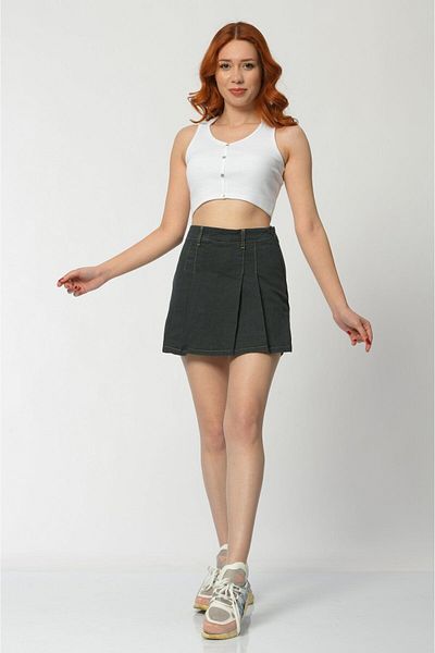 What's Up Fustă mini Short plisată Whatsup - Antracit