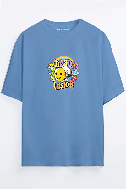 Harmandar Dead Inside Depression Tricou oversize negru - alb