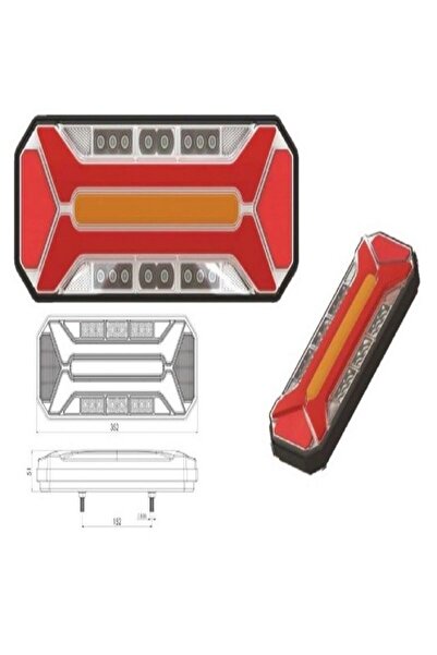 ÇERAY 12V-24V STOP LAMBASI NEON LEDLİ (KAYAR SİNYALLİ) (5 FONKSİYON) (352*133...