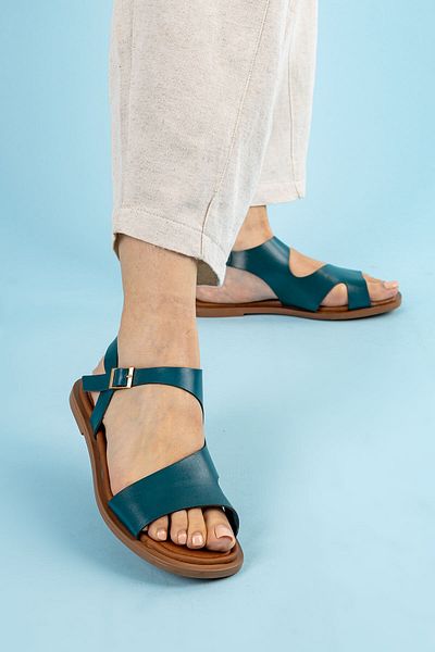 Getcho Canter Women's Turquoise Comfortable Flat Sole Sandals Adjustable Ankle Summer Casual Shoes Lightweight